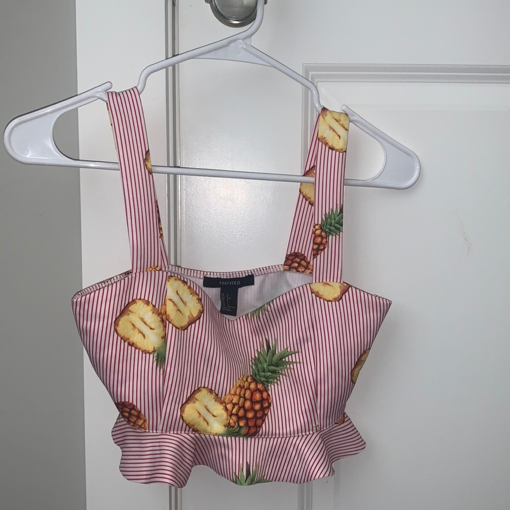 Striped pineapple crop top size US small